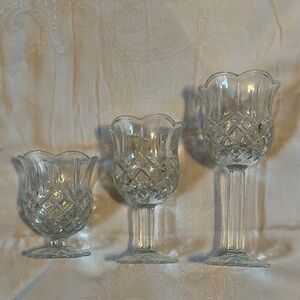 Princess House Clear Candle Holders Set